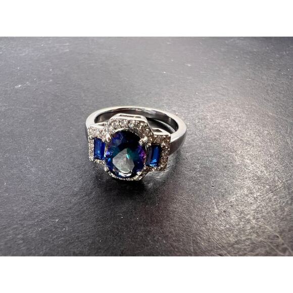 Blue Petalite Rhodium Over Sterling Silver Ring - Picture 3 of 11